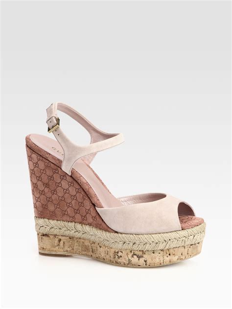 gucci wedges pink|black gucci wedge sandals cork.